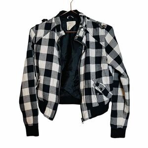 EUC Forever 21 Girls Gingham Moto Jacket Small